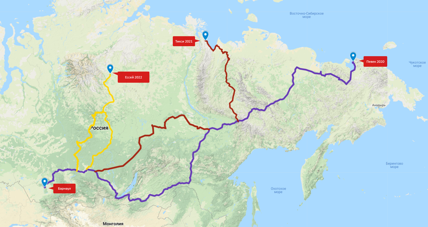 Общая карта маршрутов транссибирской экспедиции 2020-2022